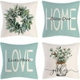 thumbnail image 1 of Throw Pillow Covers 20x20 Set of 4 Farmhouse Pillow Covers Dark Blue Cushion Cases Decorative Pillowcases for Sofa Couch Living Room Outdoor Home Decor, 1 of 8