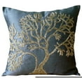 thumbnail image 1 of Throw Pillow Covers, 22x22 inch (55x55 cm) Throw Pillow Covers, Blue Pillows Cover, Beaded Tree Decorative Pillows Cover, Art Silk Square Pillow Cases, Floral Pillow - Paradise Tree, 1 of 4