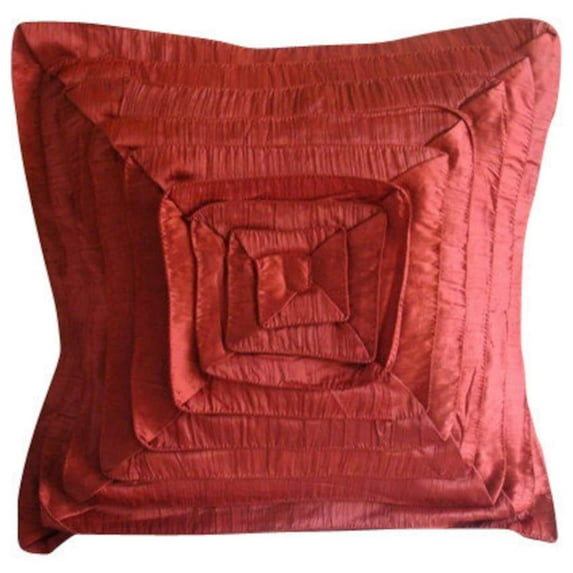 Throw Pillow Covers, 22x22 inch (55x55 cm) Throw Pillow Covers, Rust Cushion Covers, Vintage Style Frills Pillows Cover, Crushed Art Silk Square Cushion Covers, Solid - Rusty Frills