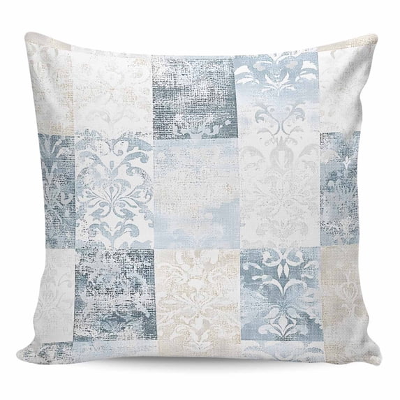 Throw Pillow Covers 24x24 Inch, Abstract Floral Check Decorative Pillow Cases for Couch Sofa Bed, Vintage Flowers Buffalo Plaid Cotton Linen Square Home Decor Pillowcases with Hidden Zipper
