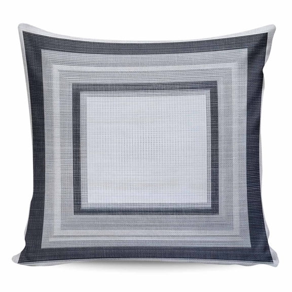 Throw Pillow Covers 24x24 Inch, Black Grey Gradient Decorative Pillow Cases for Couch Sofa Bed, Gray White Square Geometric Cotton Linen Square Home Decor Pillowcases with Hidden Zipper
