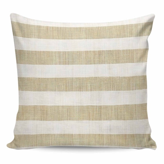 Throw Pillow Covers 24x24 Inch, Cream Striped Decorative Pillow Cases for Couch Sofa Bed, Farmhouse Vintage Brown Stripes Cotton Linen Square Home Decor Pillowcases with Hidden Zipper