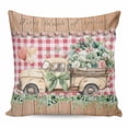 thumbnail image 1 of Throw Pillow Covers 24x24 Inch, Eucalyptus Trucks Decorative Pillow Cases for Couch Sofa Bed, Spring Rustic Floral Wooden Red Plaid Cotton Linen Square Home Decor Pillowcases with Hidden Zipper, 1 of 7