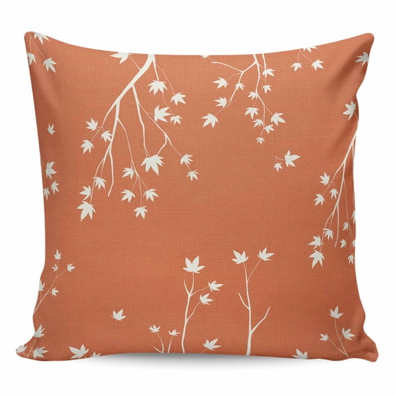 Throw Pillow Covers 24x24 Inch, Fall Botanical Decorative Pillow Cases for Couch Sofa Bed, Orange Autumn Maple Leaf Farmhouse Cotton Linen Square Home Decor Pillowcases with Hidden Zipper