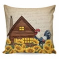 thumbnail image 1 of Throw Pillow Covers 24x24 Inch, Farmhouse Sunflowers Decorative Pillow Cases for Couch Sofa Bed, Vintage Roosters Farm Countryside Cotton Linen Square Home Decor Pillowcases with Hidden Zipper, 1 of 7