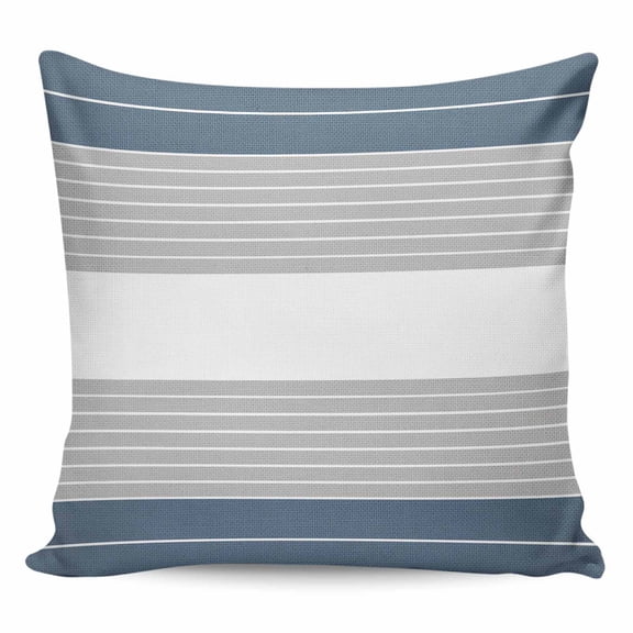 Throw Pillow Covers 24x24 Inch, Haze Blue Grey Stripe Decorative Pillow Cases for Couch Sofa Bed, Modern Art Horizontal Striped Cotton Linen Square Home Decor Pillowcases with Hidden Zipper