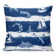 thumbnail image 1 of Throw Pillow Covers 24x24 Inch, Navy Blue Coastal Decorative Pillow Cases for Couch Sofa Bed, White Summer Beach Nautical Ocean Cotton Linen Square Home Decor Pillowcases with Hidden Zipper, 1 of 7