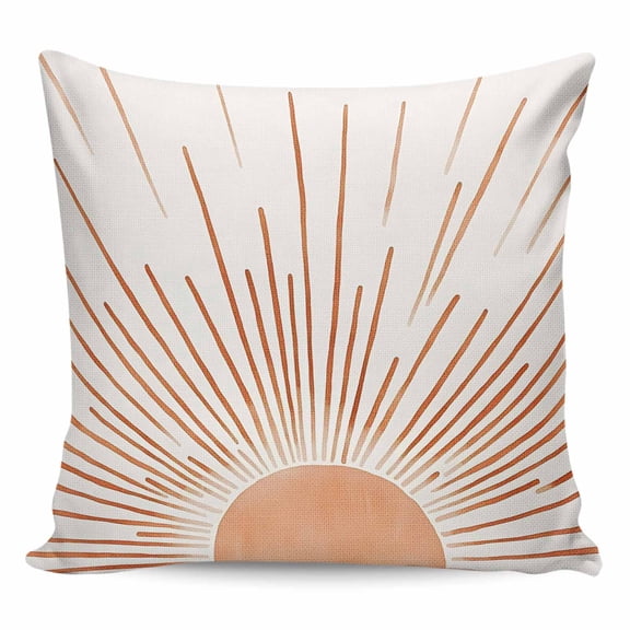 Throw Pillow Covers 24x24 Inch, Orange Sunshine Decorative Pillow Cases for Couch Sofa Bed, Lines Retro Abstract Middle Century Cotton Linen Square Home Decor Pillowcases with Hidden Zipper