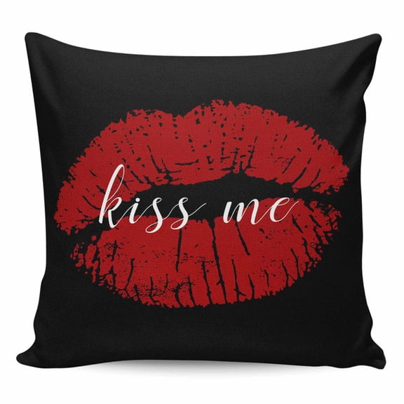 Throw Pillow Covers 24x24 Inch, Red Lips Decorative Pillow Cases for Couch Sofa Bed, Black Modern Abstract Retro Aesthetic Art Cotton Linen Square Home Decor Pillowcases with Hidden Zipper