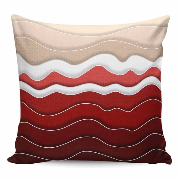 Throw Pillow Covers 24x24 Inch, Red Ombre Stripe Decorative Pillow Cases for Couch Sofa Bed, Abstract Summer Beach Coastal Cotton Linen Square Home Decor Pillowcases with Hidden Zipper