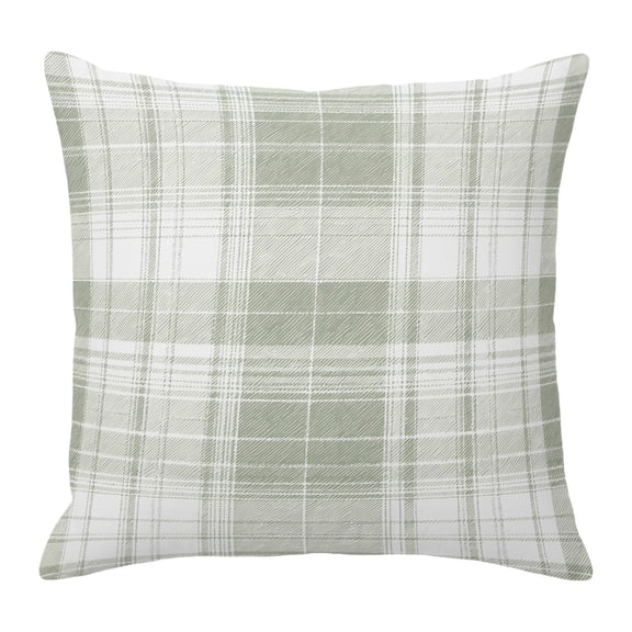 Throw Pillow Covers 24x24 Inch, Sage Green Buffalo Plaid Decorative Pillow Cases for Couch Sofa Bed, Farmhouse Modern Checkered Cotton Linen Square Home Decor Pillowcases with Hidden Zipper