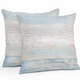 thumbnail image 1 of Throw Pillow Covers 24x24 Inch Set of 2, Blue Beige Farmhouse Waterproof Outdoor Pillow Covers, Vintage Wooden Striped Decorative Cushion Pillowcases for Couch, Sofa, Bed, Garden, Patio, 1 of 9