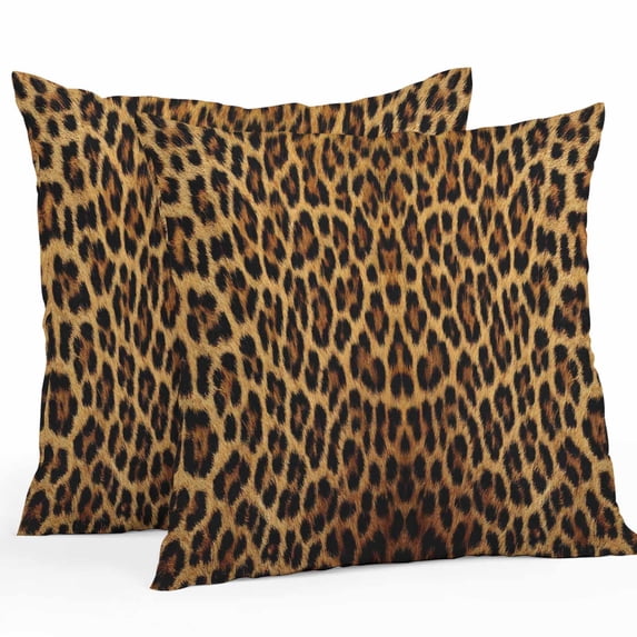 Throw Pillow Covers 24x24 Inch Set of 2, Brown Leopard Print Waterproof Outdoor Pillow Covers, Classic Abstract Animal Patterned Decorative Cushion Pillowcases for Couch, Sofa, Bed, Garden, Patio