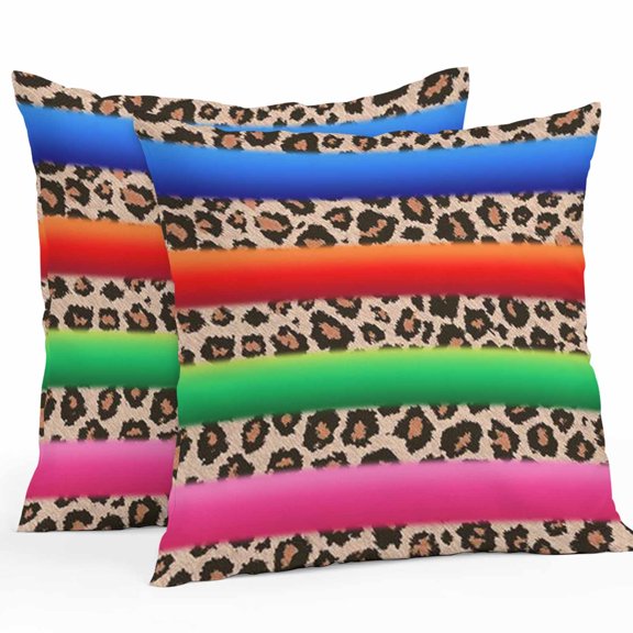 Throw Pillow Covers 24x24 Inch Set of 2, Colorful Leopard Print Waterproof Outdoor Pillow Covers, Brown Cheetah Animal Texture Decorative Cushion Pillowcases for Couch, Sofa, Bed, Garden, Patio