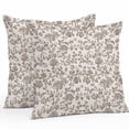 thumbnail image 1 of Throw Pillow Covers 24x24 Inch Set of 2, Farmhouse Brown Waterproof Outdoor Pillow Covers, Vintage Flower Leaf Botanical Plant Decorative Cushion Pillowcases for Couch, Sofa, Bed, Garden, Patio, 1 of 9