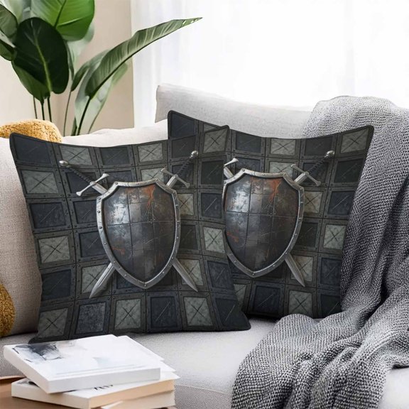 Throw Pillow Covers 24x24 Inch Set of 2, Farmhouse Shields Waterproof Outdoor Pillow Covers, Modern Vintage Shabby Chic Plaid Decorative Cushion Pillowcases for Couch, Sofa, Bed, Garden, Patio