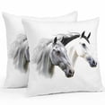 thumbnail image 1 of Throw Pillow Covers 24x24 Inch Set of 2, Horse Print Waterproof Outdoor Pillow Covers, Modern Watercolor Grey White Animals Decorative Cushion Pillowcases for Couch, Sofa, Bed, Garden, Patio, 1 of 9