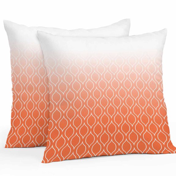 Throw Pillow Covers 24x24 Inch Set of 2, Morocco Orange Waterproof Outdoor Pillow Covers, Modern Geometric Gradient Simple Decorative Cushion Pillowcases for Couch, Sofa, Bed, Garden, Patio