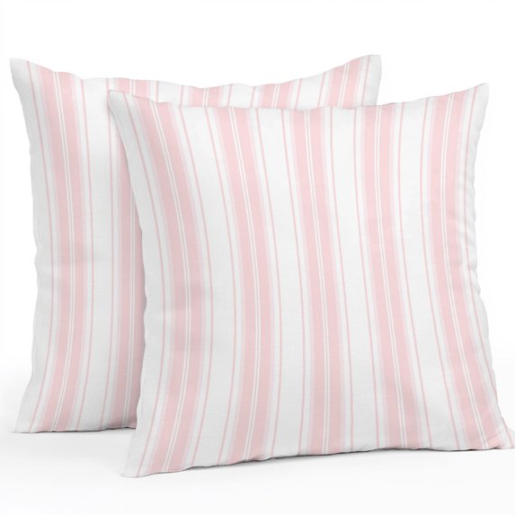 Throw Pillow Covers 24x24 Inch Set of 2, Pink Striped Waterproof Outdoor Pillow Covers, Modern Thin Line Vertical Stripes Decorative Cushion Pillowcases for Couch, Sofa, Bed, Garden, Patio