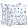 thumbnail image 1 of Throw Pillow Covers 24x24 Inch Set of 2, Purple Blue Bow Ribbon Waterproof Outdoor Pillow Covers, Vintage Modern Art Bowknot Decorative Cushion Pillowcases for Couch, Sofa, Bed, Garden, Patio, 1 of 9