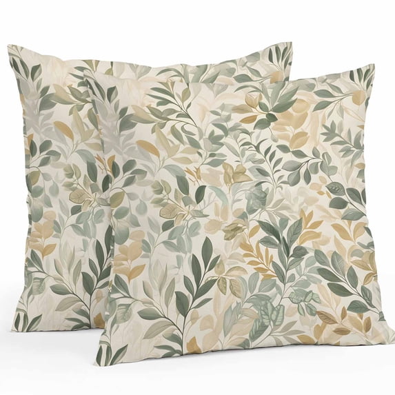Throw Pillow Covers 24x24 Inch Set of 2, Sage Green Yellow Botanical Waterproof Outdoor Pillow Covers, Spring Summer Vintage Decorative Cushion Pillowcases for Couch, Sofa, Bed, Garden, Patio
