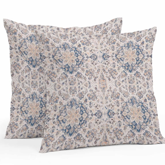 Throw Pillow Covers 24x24 Inch Set of 2, Vintage Blue Boho Waterproof Outdoor Pillow Covers, Mexican Flowers Southwestern Ethnic Decorative Cushion Pillowcases for Couch, Sofa, Bed, Garden, Patio
