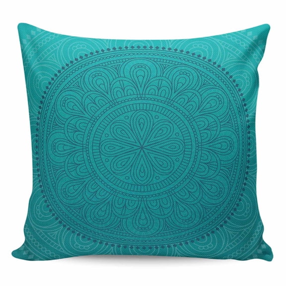 Throw Pillow Covers 24x24 Inch, Teal Boho Decorative Pillow Cases for Couch Sofa Bed, Farmhouse Abstract Geometric Aesthetic Art Cotton Linen Square Home Decor Pillowcases with Hidden Zipper
