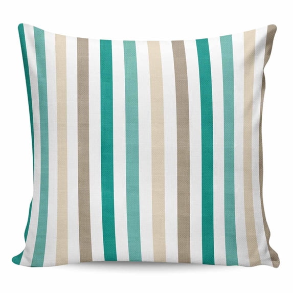 Throw Pillow Covers 24x24 Inch, Teal Brown Stripe Decorative Pillow Cases for Couch Sofa Bed, Gradient Geometric Vertical Striped Cotton Linen Square Home Decor Pillowcases with Hidden Zipper