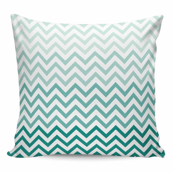 Throw Pillow Covers 24x24 Inch, Teal Chevron Decorative Pillow Cases for Couch Sofa Bed, Ombre Geometric Ocean Wave V-shaped Cotton Linen Square Home Decor Pillowcases with Hidden Zipper