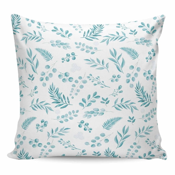 Throw Pillow Covers 24x24 Inch, Teal Leaves Decorative Pillow Cases for Couch Sofa Bed, Summer Plants Flowers Vintage Pastoral Cotton Linen Square Home Decor Pillowcases with Hidden Zipper