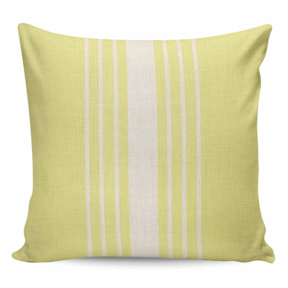 Throw Pillow Covers 24x24 Inch, Yellow Beige Striped Decorative Pillow Cases for Couch Sofa Bed, Modern Farmhouse Retro Lines Cotton Linen Square Home Decor Pillowcases with Hidden Zipper