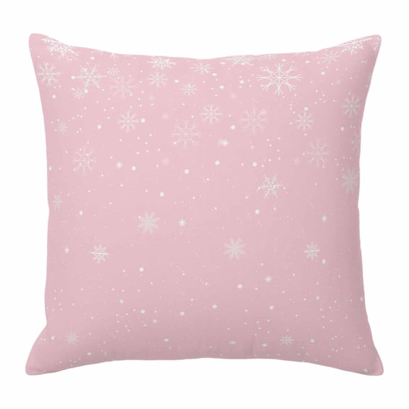 Throw Pillow Covers 26 x 26 Inch, Pink Christmas Snowflake Cotton Linen Pillows Cases, Winter Snowflake Xmas Square Cushion Covers for Couch Sofa Bed