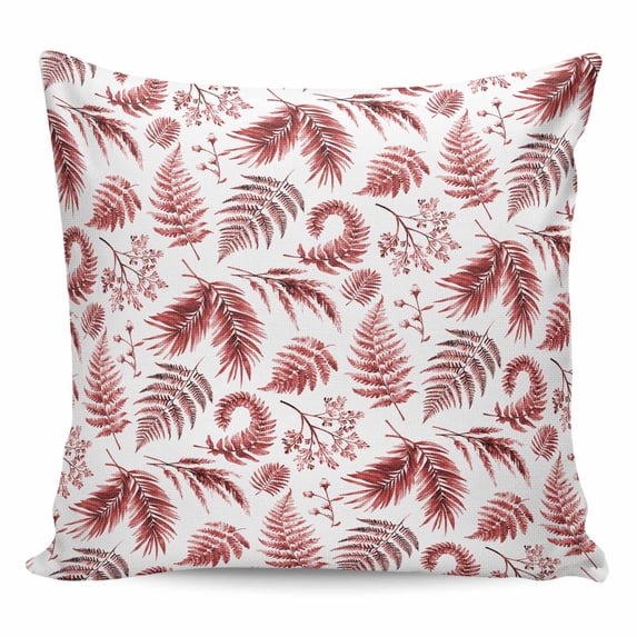 Throw Pillow Covers 26x26 Inch, Botanical Red Decorative Pillow Cases for Couch Sofa Bed, Vintage Ferns Herbs Country Plant Leaf Cotton Linen Square Home Decor Pillowcases with Hidden Zipper