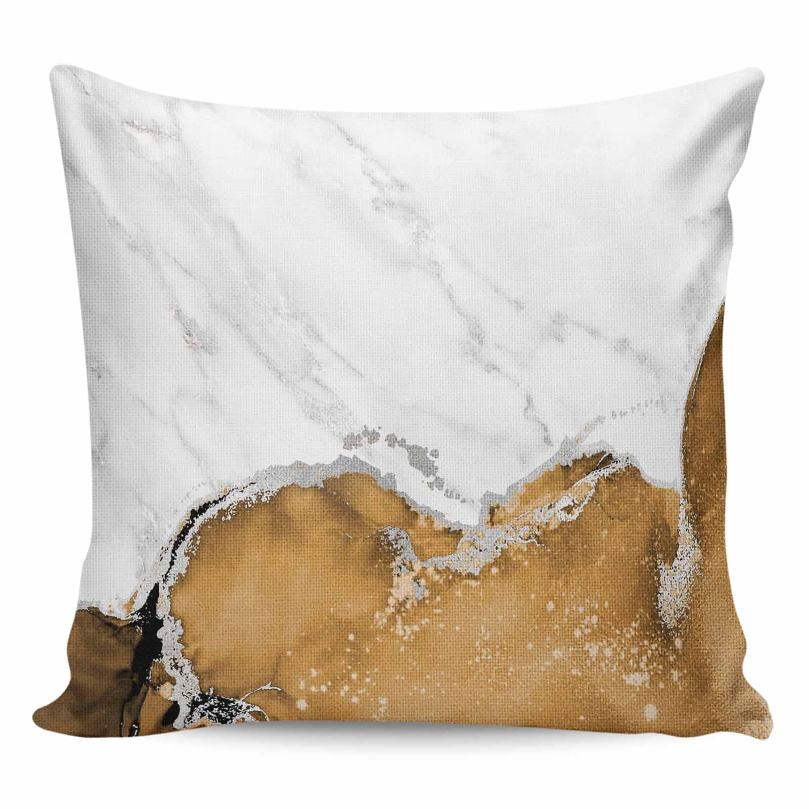 Throw Pillow Covers 26x26 Inch, Brown Marble Crack Decorative Pillow Cases for Couch Sofa Bed, Modern Abstract Geometric Texture Cotton Linen Square Home Decor Pillowcases with Hidden Zipper