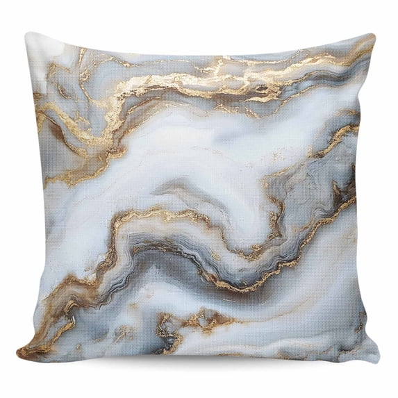 Throw Pillow Covers 26x26 Inch, Modern White Gold Decorative Pillow Cases for Couch Sofa Bed, Abstract Geometric Marble Printed Cotton Linen Square Home Decor Pillowcases with Hidden Zipper