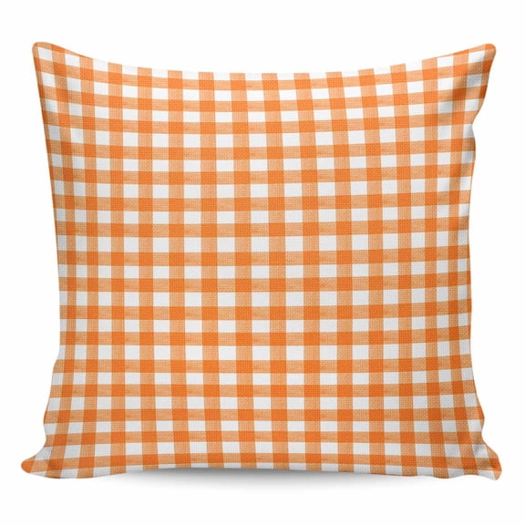 Throw Pillow Covers 26x26 Inch, Orange Decorative Pillow Cases for Couch Sofa Bed, Country French Rustic Buffalo Plaid Modern Art Cotton Linen Square Home Decor Pillowcases with Hidden Zipper