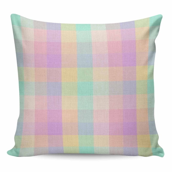 Throw Pillow Covers 26x26 Inch, Pink Blue Plaid Decorative Pillow Cases for Couch Sofa Bed, Buffalo Checkered Modern Gingham Lattice Cotton Linen Square Home Decor Pillowcases with Hidden Zipper
