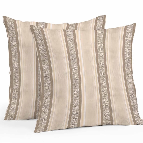 Throw Pillow Covers 26x26 Inch Set of 2, Brown Beige Striped Waterproof Outdoor Pillow Covers, Boho Ethnic Modern Abstract Art Decorative Cushion Pillowcases for Couch, Sofa, Bed, Garden, Patio
