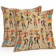 thumbnail image 1 of Throw Pillow Covers 26x26 Inch Set of 2, Brown Boho Waterproof Outdoor Pillow Covers, Farmhouse Vintage Ethnic African Women Decorative Cushion Pillowcases for Couch, Sofa, Bed, Garden, Patio, 1 of 9