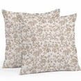 thumbnail image 1 of Throw Pillow Covers 26x26 Inch Set of 2, Farmhouse Khaki Waterproof Outdoor Pillow Covers, Vintage Flower Leaf Botanical Plant Decorative Cushion Pillowcases for Couch, Sofa, Bed, Garden, Patio, 1 of 9