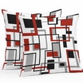 thumbnail image 1 of Throw Pillow Covers 26x26 Inch Set of 2, Red Black Grey Geometric Waterproof Outdoor Pillow Covers, Middle Century Modern Abstract Art Decorative Cushion Pillowcases for Couch, Sofa, Bed, Patio, 1 of 9