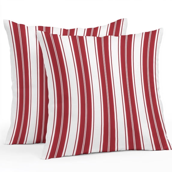 Throw Pillow Covers 26x26 Inch Set of 2, Red Striped Waterproof Outdoor Pillow Covers, Modern Thin Line Vertical Stripes Decorative Cushion Pillowcases for Couch, Sofa, Bed, Garden, Patio