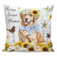 thumbnail image 1 of Throw Pillow Covers 26x26 Inch, Sunflowers Dog Decorative Pillow Cases for Couch Sofa Bed, Spring Watercolor Floral Stars Colorful Plaid Cotton Linen Square Home Decor Pillowcases with Hidden Zipper, 1 of 7