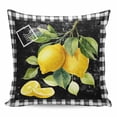 thumbnail image 1 of Throw Pillow Covers 26x26 Inch, Yellow Lemon Decorative Pillow Cases for Couch Sofa Bed, Summer Botanical Black White Checkered Cotton Linen Square Home Decor Pillowcases with Hidden Zipper, 1 of 7