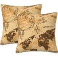 thumbnail image 1 of Throw Pillow Covers Abstract World Map Pillow Covers 18x18 Inch Set of 2 Throw Pillows Decorative Pillow Cases Cushion Covers for Bedroom Livingroom Sofa Farm House, 1 of 6