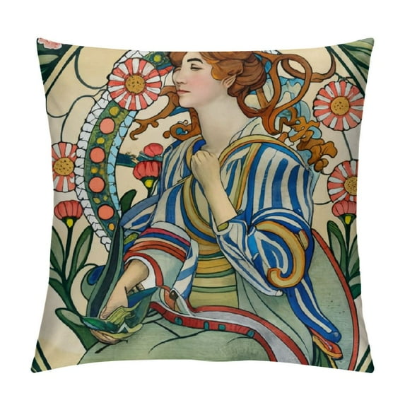 Throw Pillow Covers Alphabet Decorative Pillow Cases Letter Flowers Cushion Covers 18 x 18 Inch Square Pillow Protectors for Sofa Couch Bedroom Car Chair Home Decor (A)