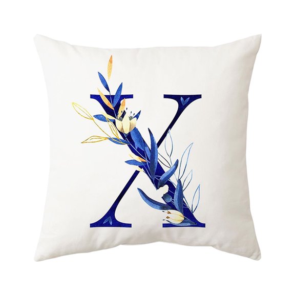 Throw Pillow Covers Alphabet Decorative Pillow Cases ABC Letter Flowers Cushion Covers 18 x 18 Inch Square Pillow Protectors for Sofa Couch Bedroom Car Chair Home Decor