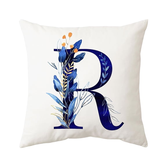 Throw Pillow Covers Alphabet Decorative Pillow Cases ABC Letter Flowers Cushion Covers 18 x 18 Inch Square Pillow Protectors for Sofa Couch Bedroom Car Chair Home Decor