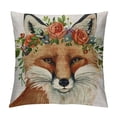 thumbnail image 1 of Throw Pillow Covers Animal with Flower Wreath Linen Square Home Decorative Throw Pillow Case Cushion Covers Inches (Dog), 1 of 5