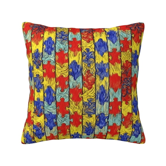 Throw Pillow Covers Autism Awareness Puzzle Piece Art Home Decor Pillowcase Cushion Cover For Bed Sofa Living Room 18x18inch